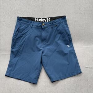 Hurley Shorts Mens 32 Blue Chino Polyester 10 Inseam Casual Golf Summer